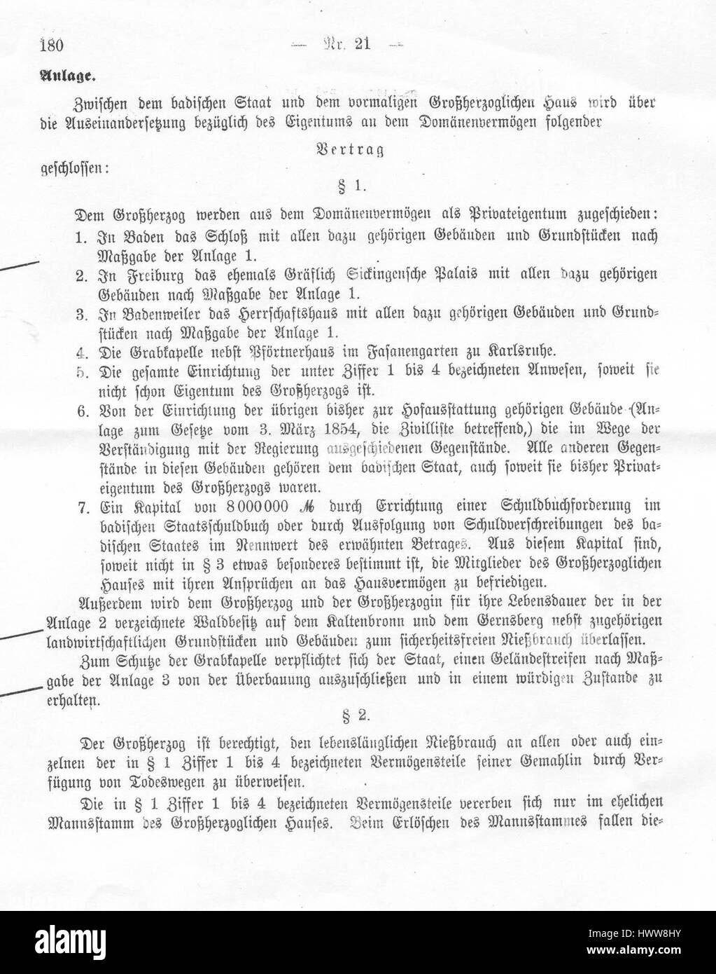 „Baden gesetz domaenen“ bezieht sich auf die Gesetze oder Verordnungen, die für die Gebiete Baden gelten, einer Region in Deutschland. Diese Gesetze würden sich auf die Flächennutzung, die Gerichtsbarkeit und die lokale Verwaltung in Baden während einer bestimmten historischen Periode beziehen. Stockfoto