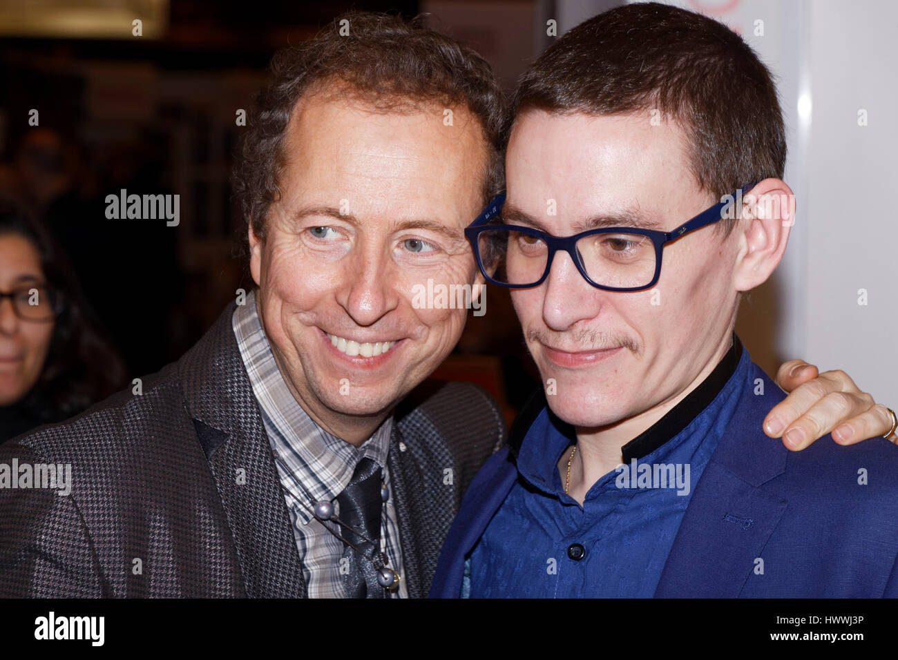 Paris, Frankreich. 23. März 2017. Franck Clere und Renaud Mattieu 37. Auflage der Buchmesse Paris zu besuchen. Bildnachweis: Bernard Menigault/Alamy Live-Nachrichten Stockfoto