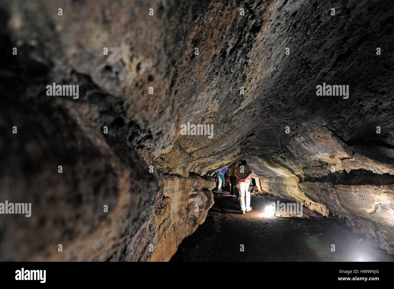 Santa Cruz, Ecuador. 20. Oktober 2016. Auf den Galapagos-Archipel Insel Santa Cruz, gibt es unterirdische Höhlen. Hier ist auf das Innere der Insel ein Lavatunnel. Aufgenommen am 20.10.2016. Foto: Reinhard Kaufhold/Dpa-Zentralbild/ZB | weltweite Nutzung/Dpa/Alamy Live-Nachrichten Stockfoto