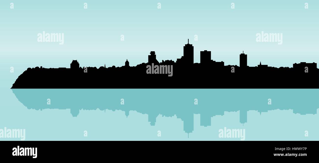 Skyline Silhouette der Stadt von Quebec Stadt, Quebec, Kanada. Stock Vektor