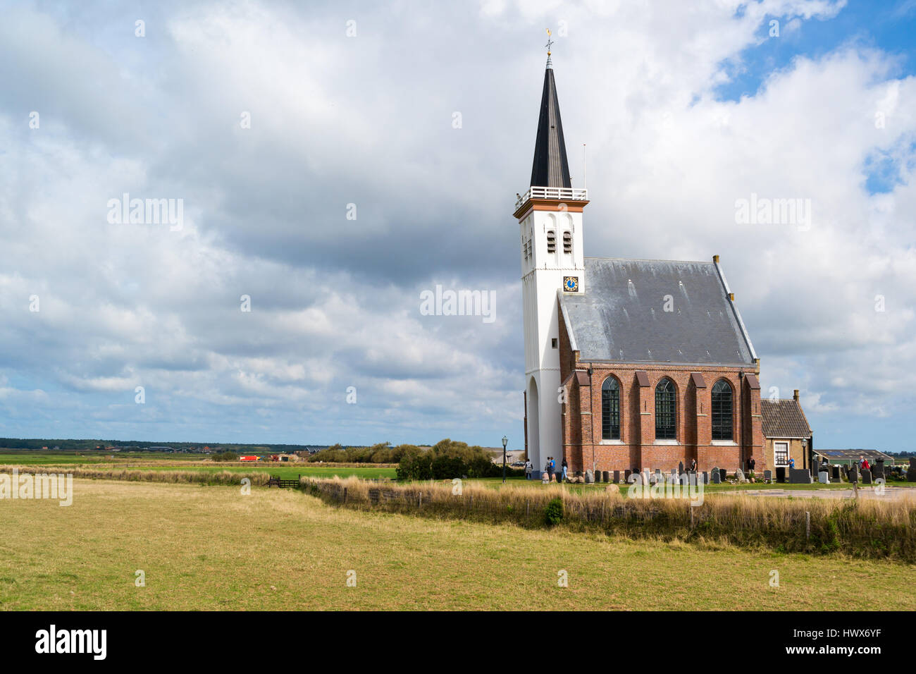 Kirche des Dorfes Den Hoorn auf West friesischen Wattenmeer Insel Texel, Nordholland, Niederlande Stockfoto