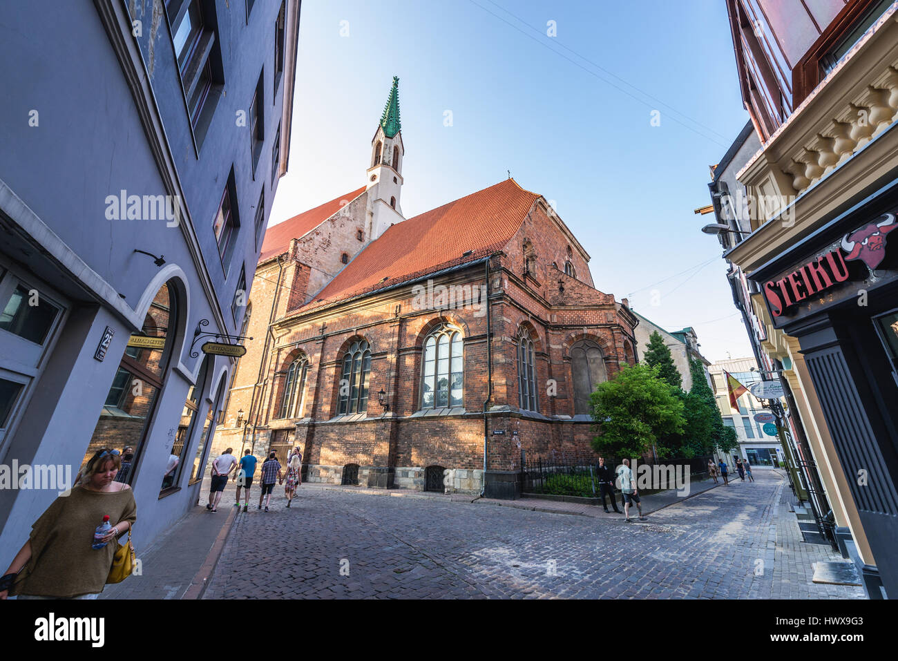 Lutherische St.-Johannis-Kirche in der Altstadt von Riga, Hauptstadt der Republik Lettland Stockfoto