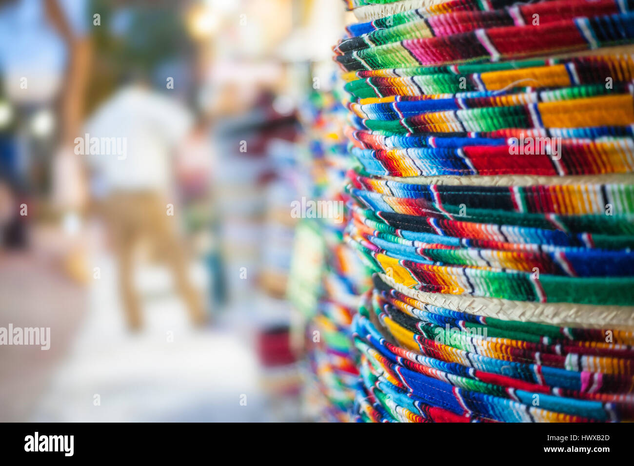 Mexikanische Sombreros hautnah im Souvenir-shop Stockfoto