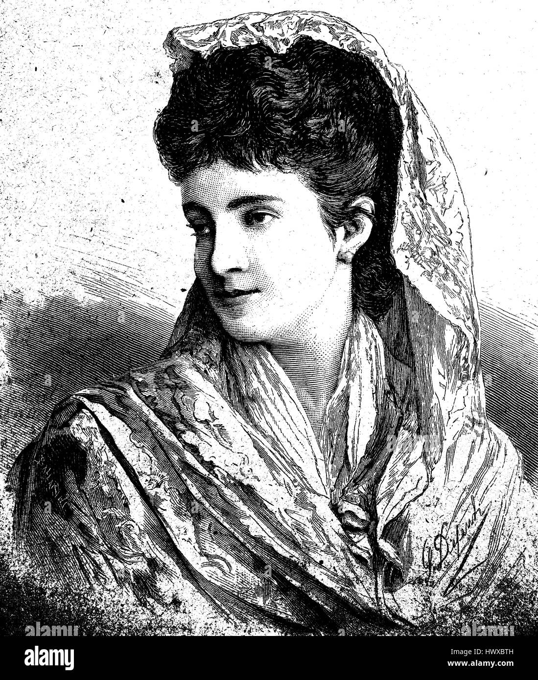 Adelina Patti, geboren Adela Juana Maria Patti, 18. Februar 1843 in Madrid - September 27, 1919, Craig-y-Nos, Wales, war eine spanische Opernsängerin, italienischer Abstammung, Italien, Reproduktion eines Bildes, Holzschnitt aus dem Jahr 1881, digital verbessert Stockfoto