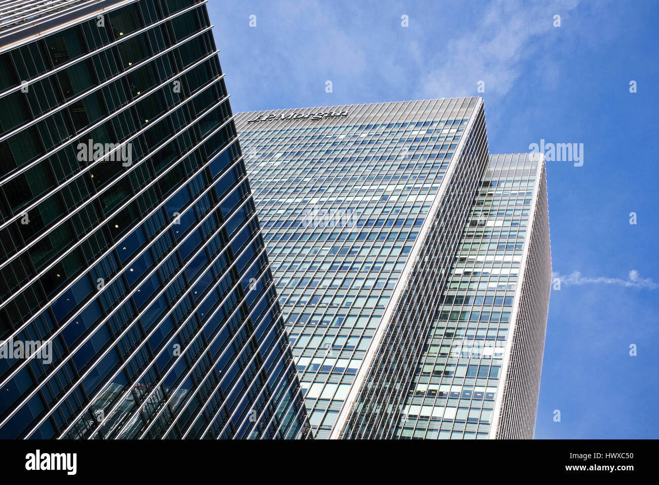 Canary Wharf J P Morgan Bürogebäude Architektur. London. UK Stockfoto