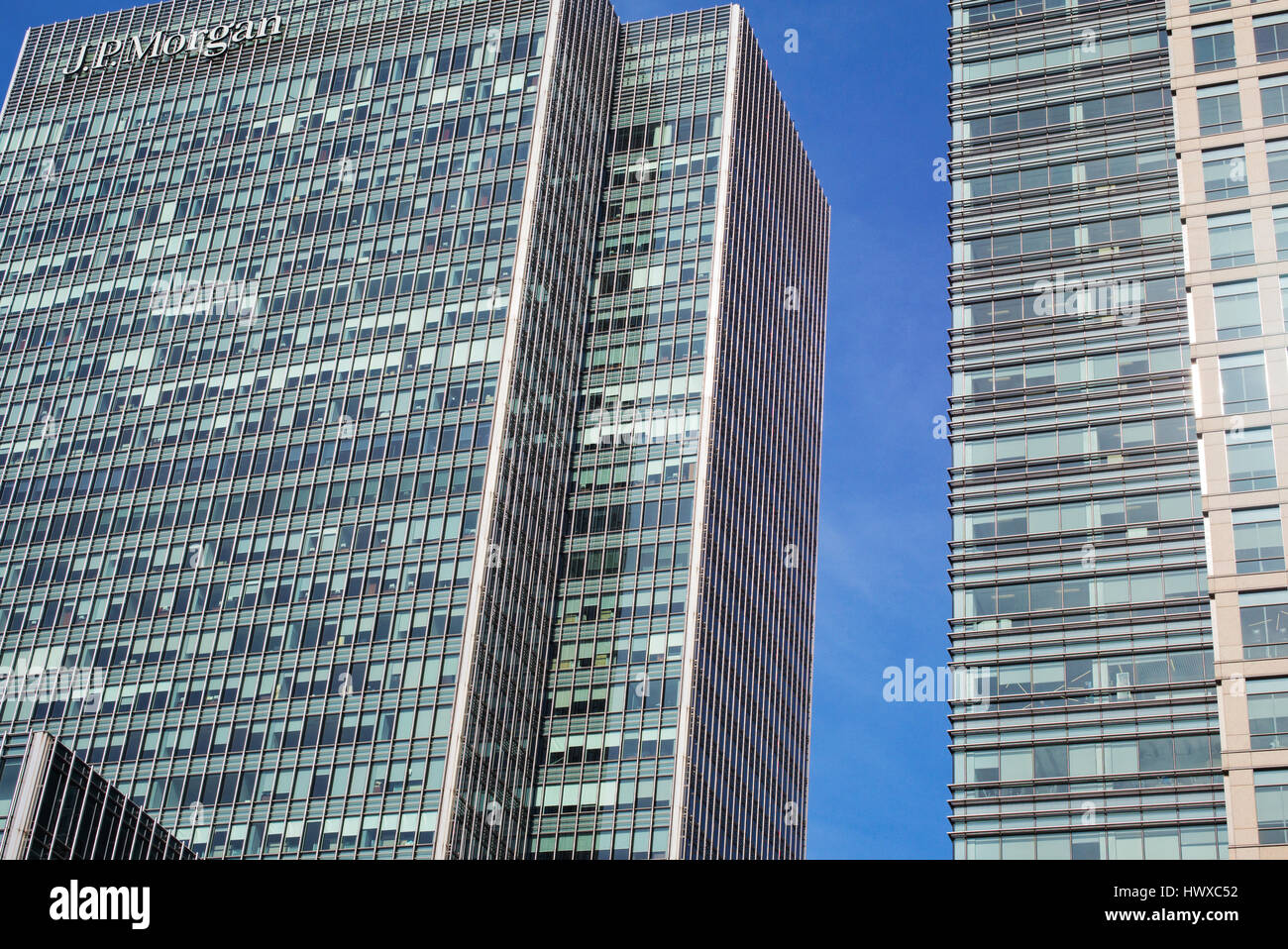 Canary Wharf J P Morgan Bürogebäude Architektur. London. UK Stockfoto