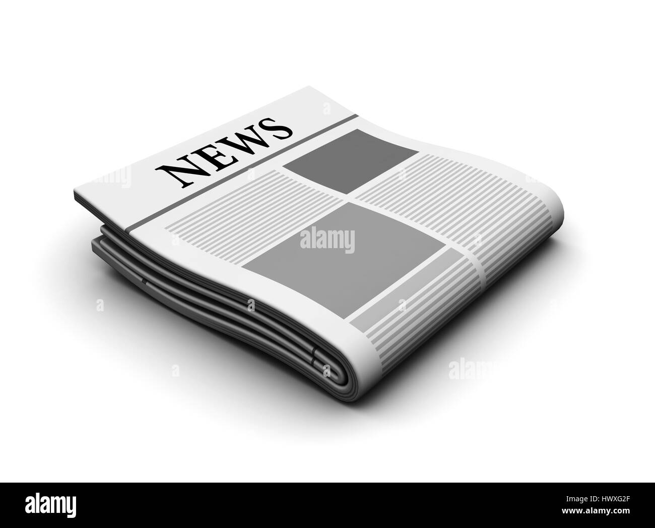 3D Darstellung der Zeitung Symbol auf weißem Hintergrund Stockfoto