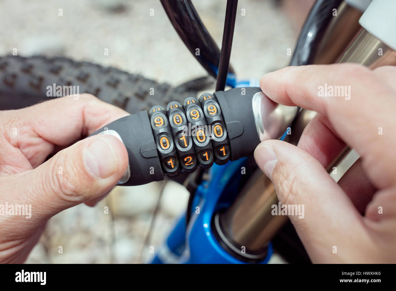 Zahlenschloss Fahrrad Zubehör für Fahrrad-Schutz und Sicherheit Stockfoto