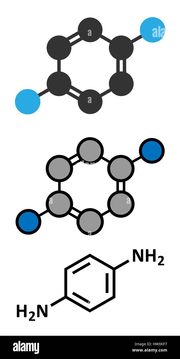 pPhenylendiamin (PPD) Haare färben Molekül. Auch Vorläufer in der
