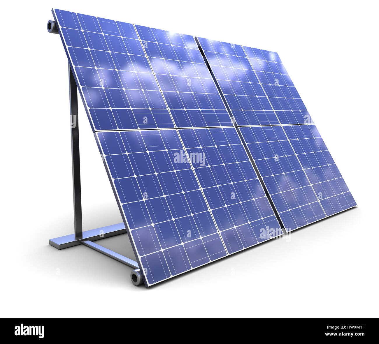 3D Abbildung des Solar-Panel auf weißem Hintergrund Stockfoto