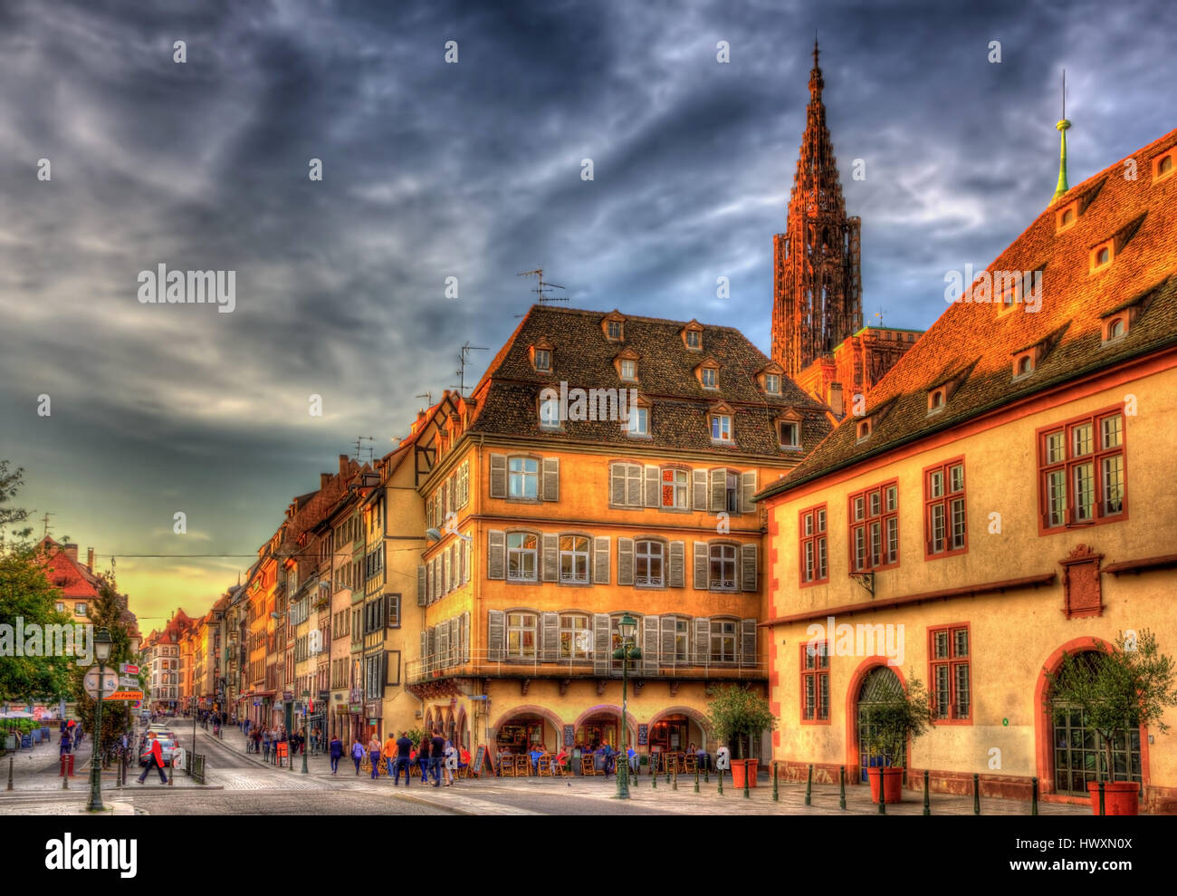 Straße im Stadtzentrum Straßburg - Elsass, Frankreich Stockfoto