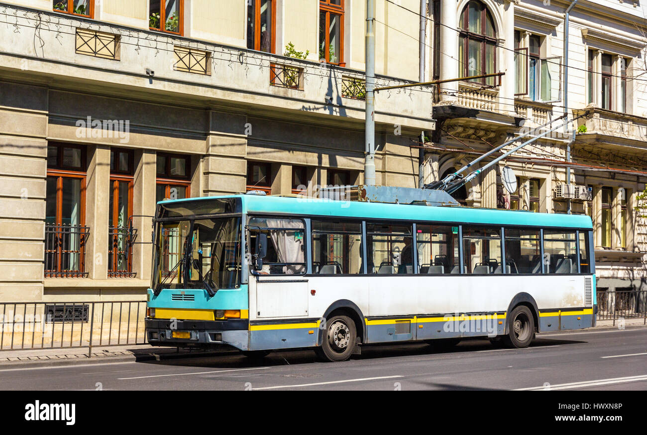 Alter Trolleybus in Bukarest - Rumänien Stockfoto