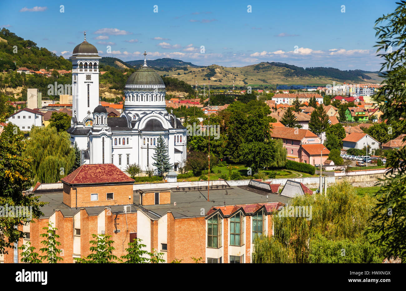 Ansicht von Sighisoara/Schäßburg, einer Stadt in Siebenbürgen, Rumänien Stockfoto