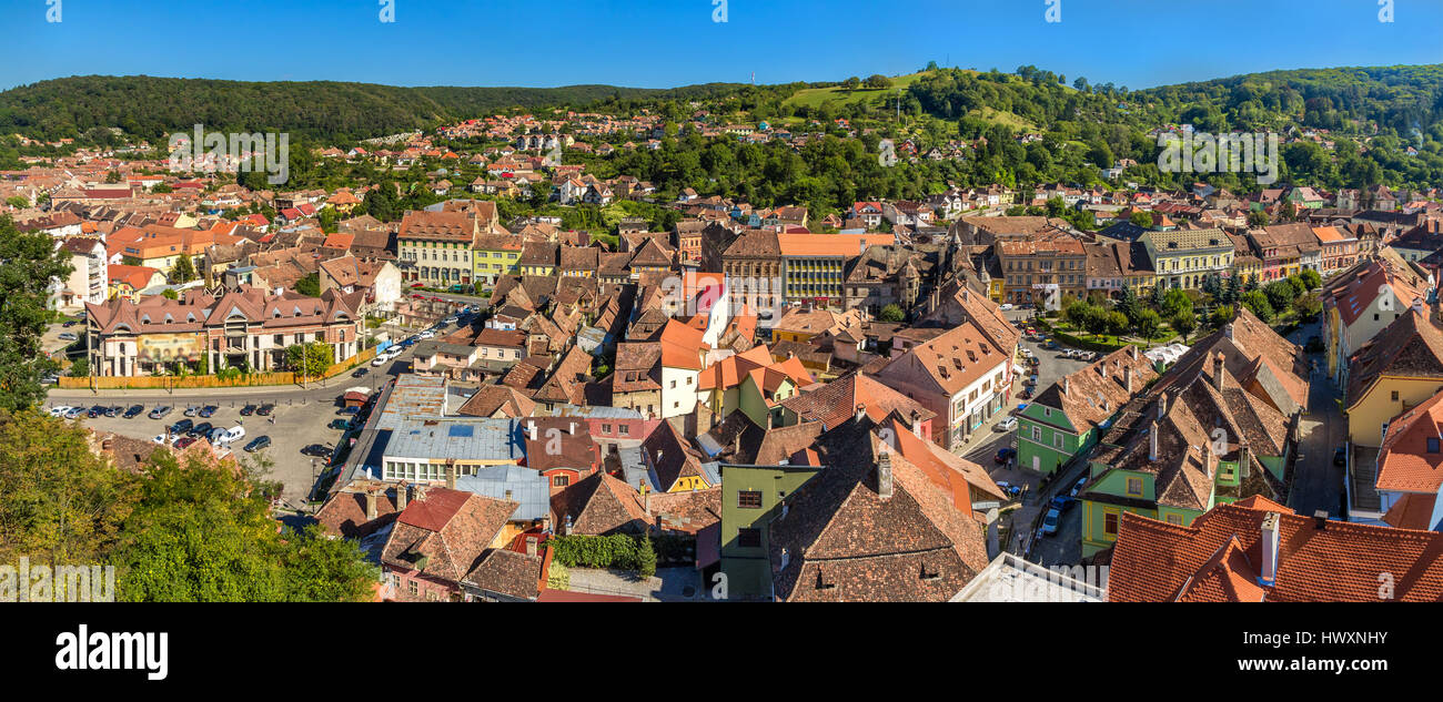 Panorama der Stadt Sighisoara in Rumänien, Siebenbürgen Stockfoto