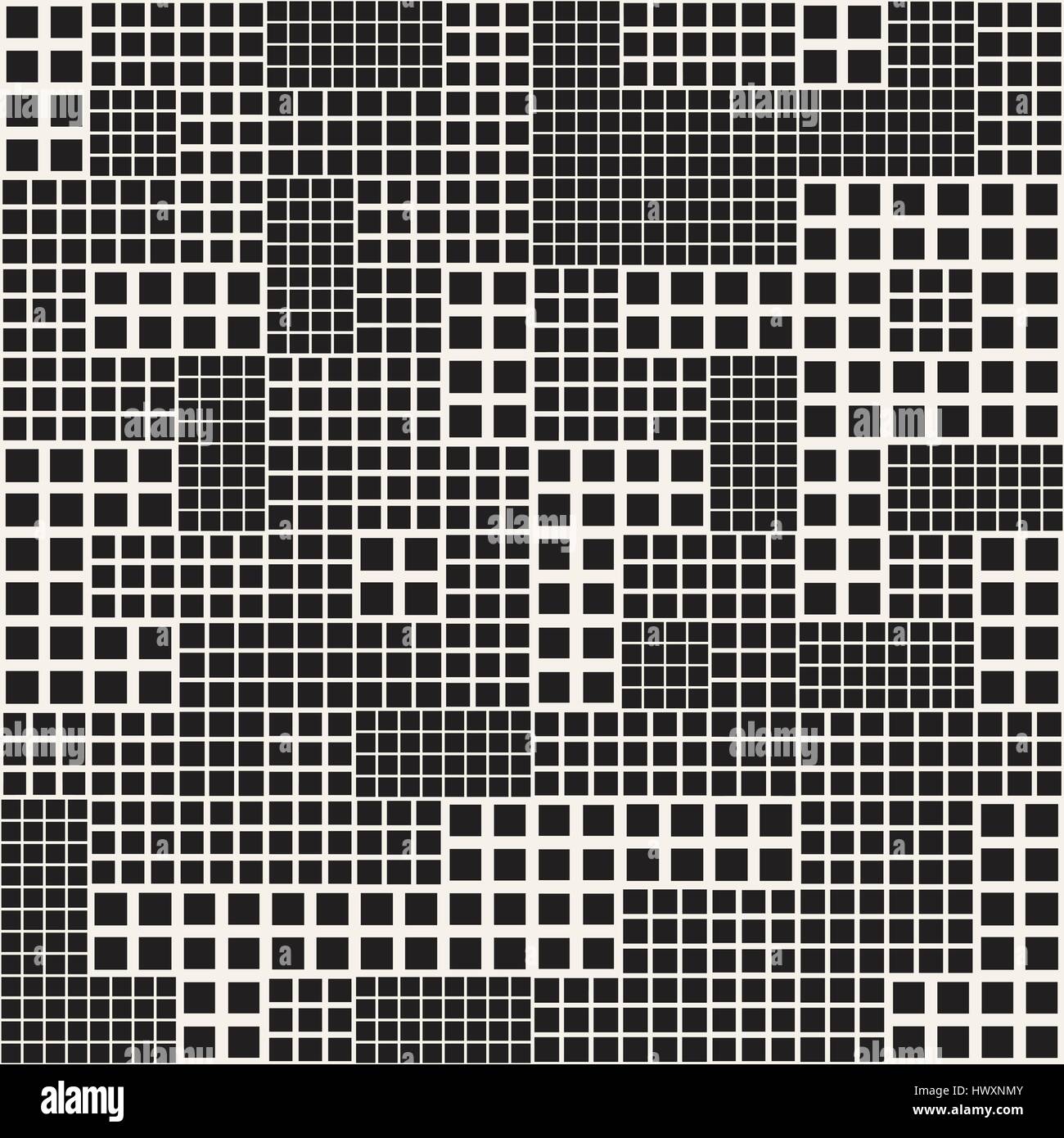 Endlosen abstrakten Hintergrund mit zufälliger Größe Quadrate. Vector Seamless Pattern. Stock Vektor