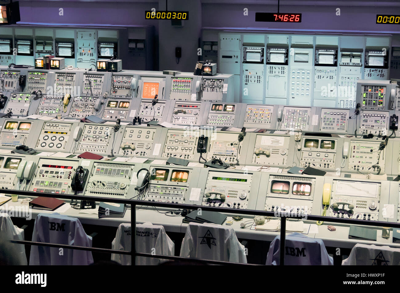 Cape Canaveral, USA - 22. November 2011: Innere Mission Control Center am Kennedy Space Center NASA letzten Jahrhunderts, Cape Canaveral. Stockfoto