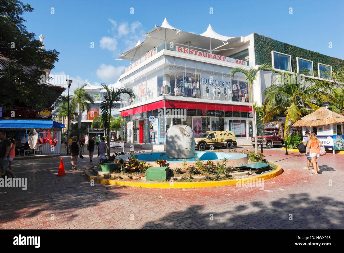 5 Avenue in Playa del Carmen in Mexiko Stockfoto