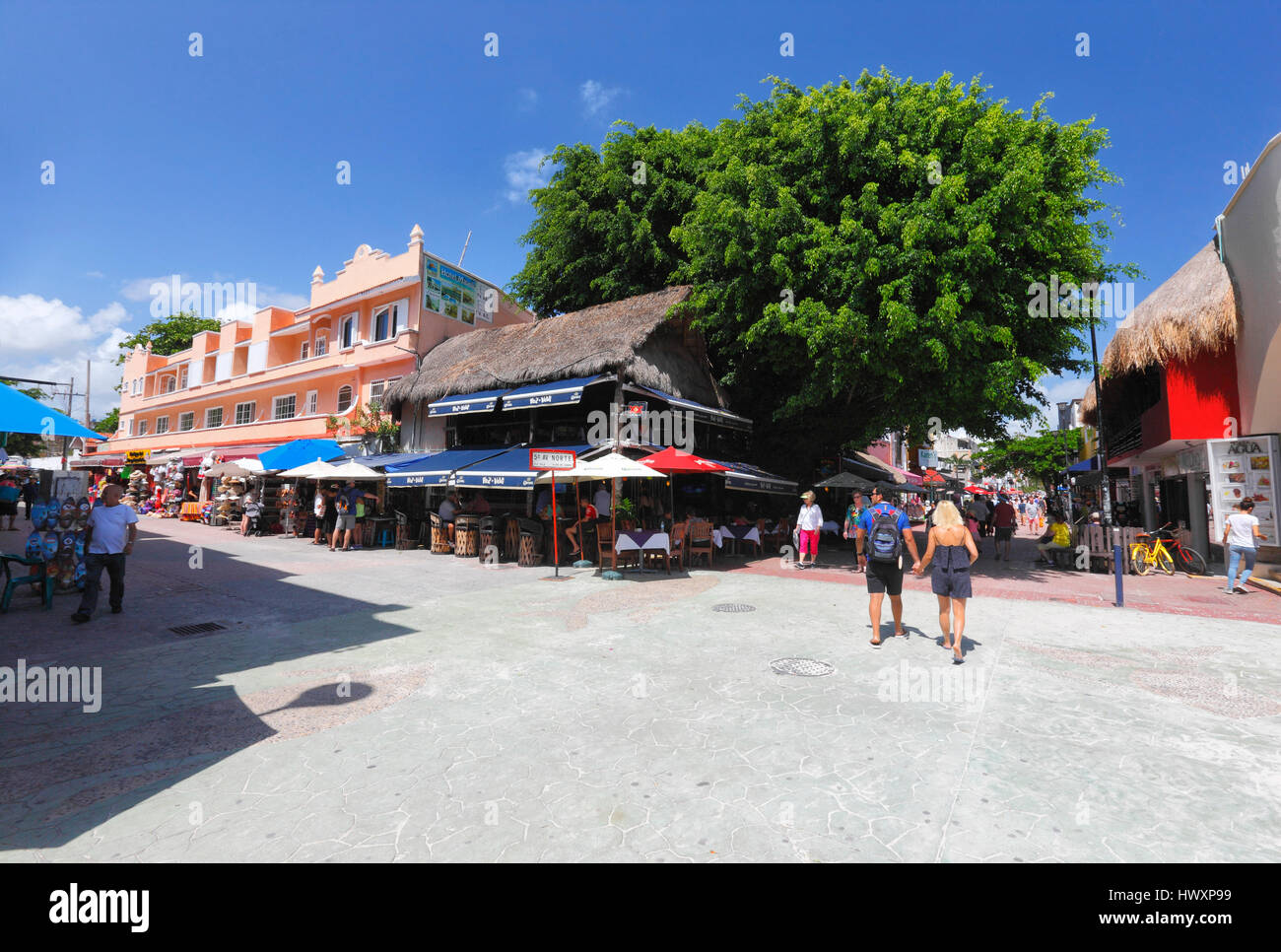 5 Avenue in Playa del Carmen in Mexiko Stockfoto