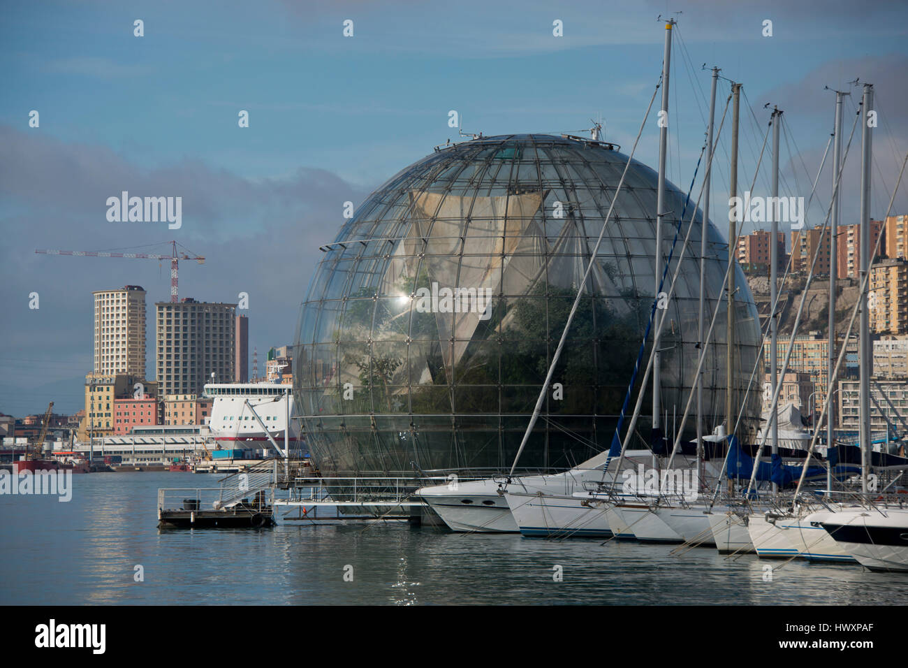 Die Biosphäre, Biodiversität Museum im alten Hafen von Genua, von der Architektur Renzo Piano für die Colombiane im Jahre 1992 gebaut Stockfoto