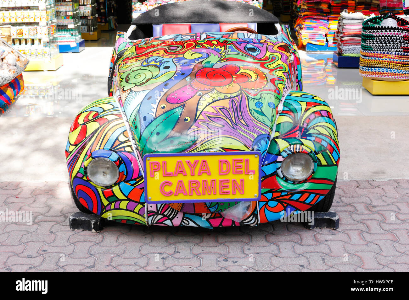 Bemaltes Gelbes Auto In Mexikanischer Straßenkunst, Lustige Autos Bilder,  Wagen, Komisch Hintergrund, Foto und Bild zum kostenlosen Download