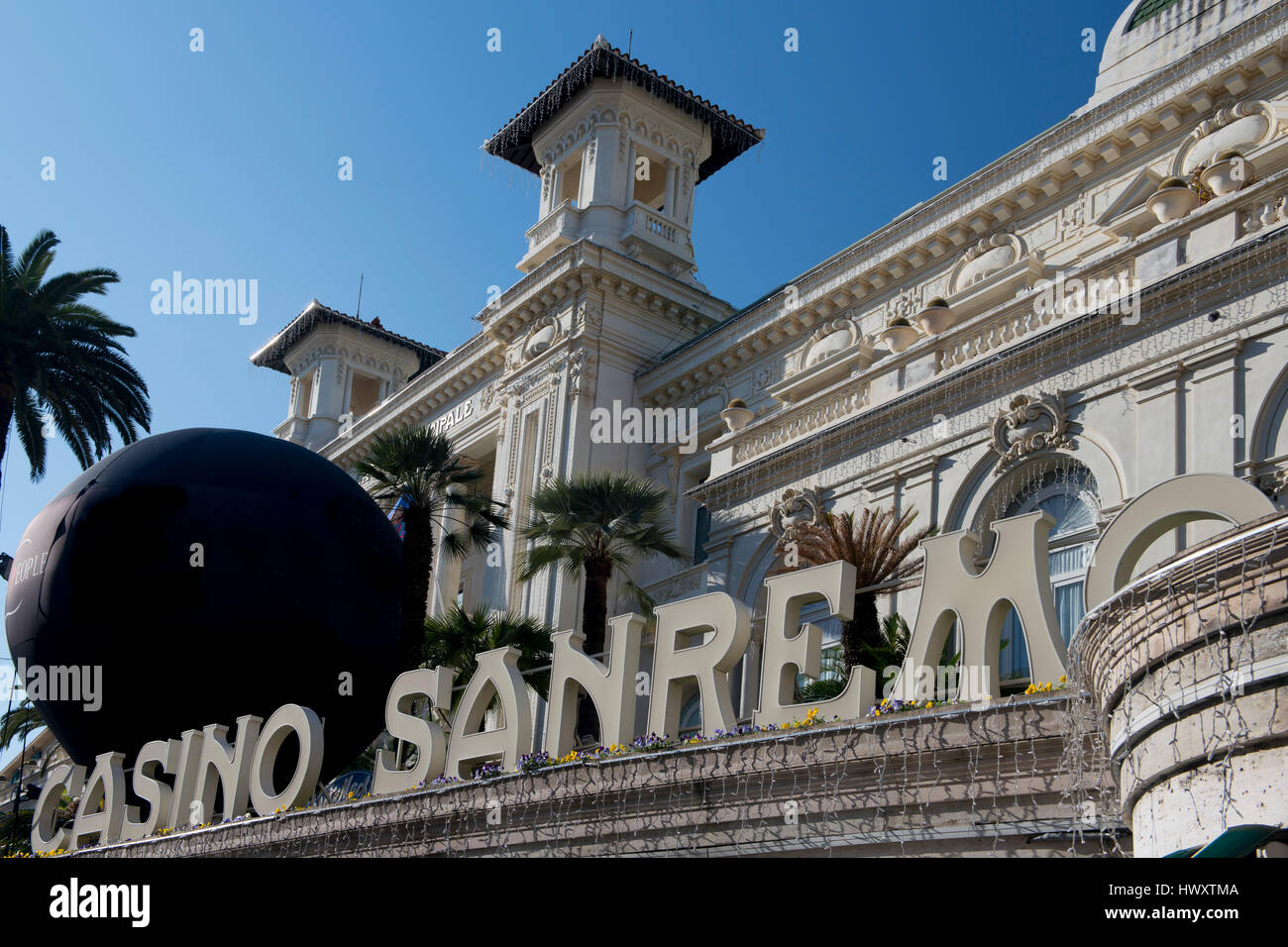 Die Fassade des Casinos von Sanremo, Italien Stockfoto