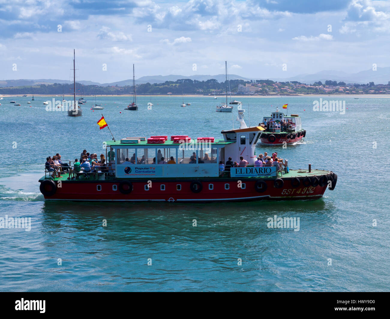 Ausflugsschiff im Hafen von Santander in Nordspanien Kantabrien Stockfoto