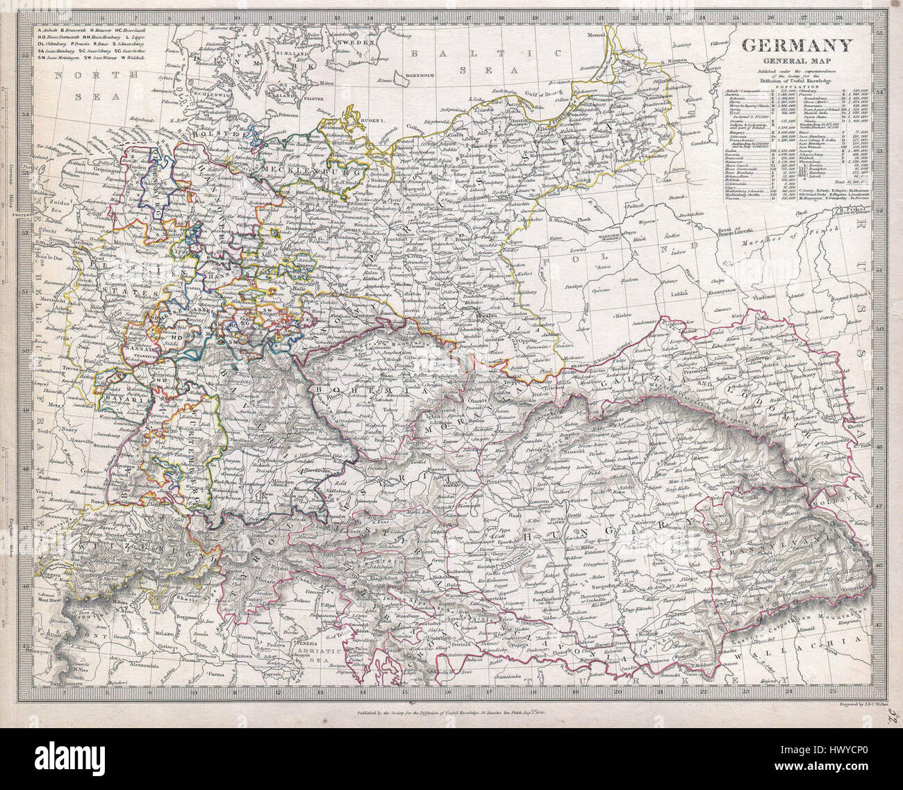 1840 S.D.U.K. Karte von Deutschland Geographicus Deutschland Sduk 1840 Stockfoto