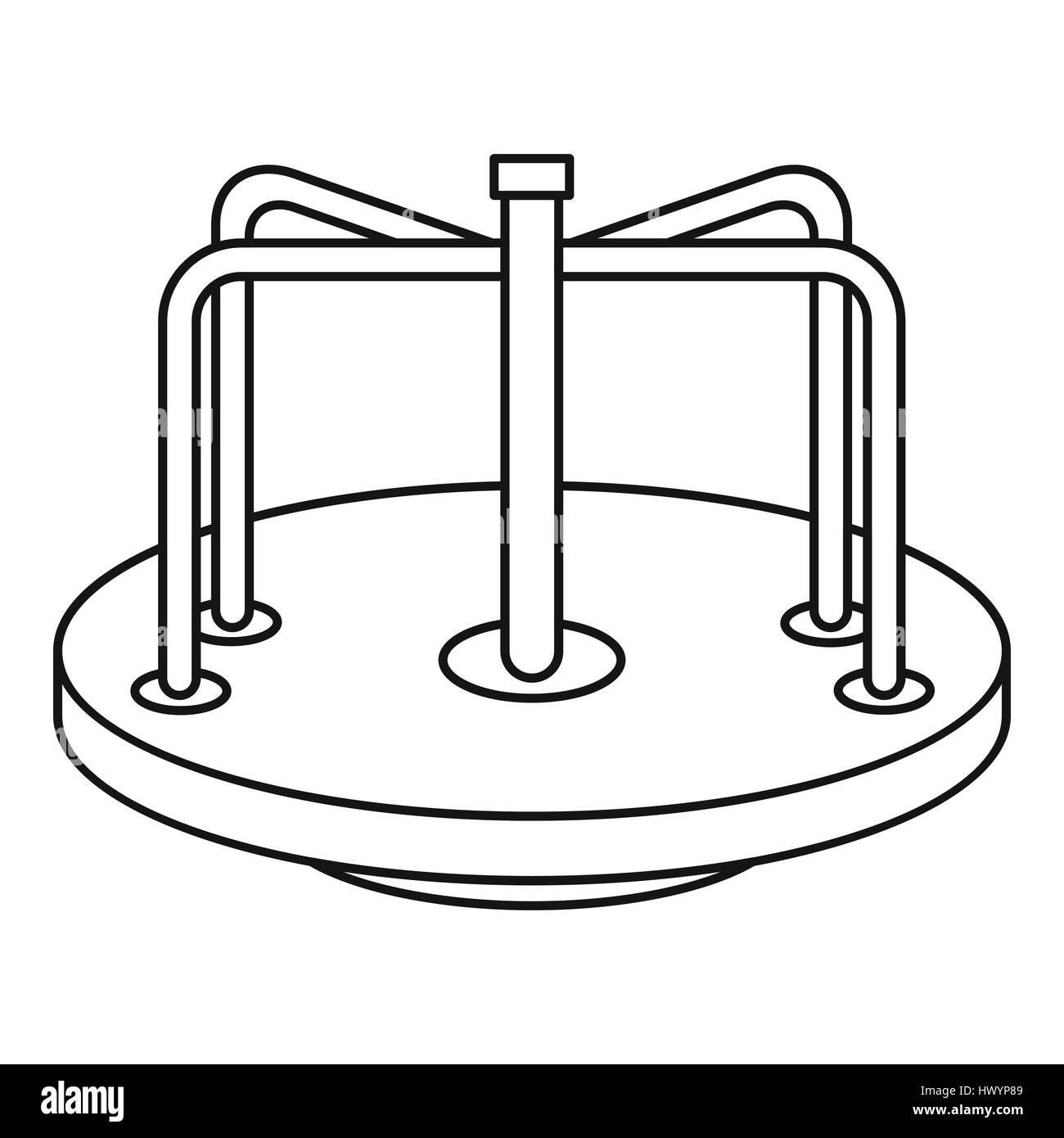 Kinder-Karussell-Symbol, Umriss-Stil Stock Vektor