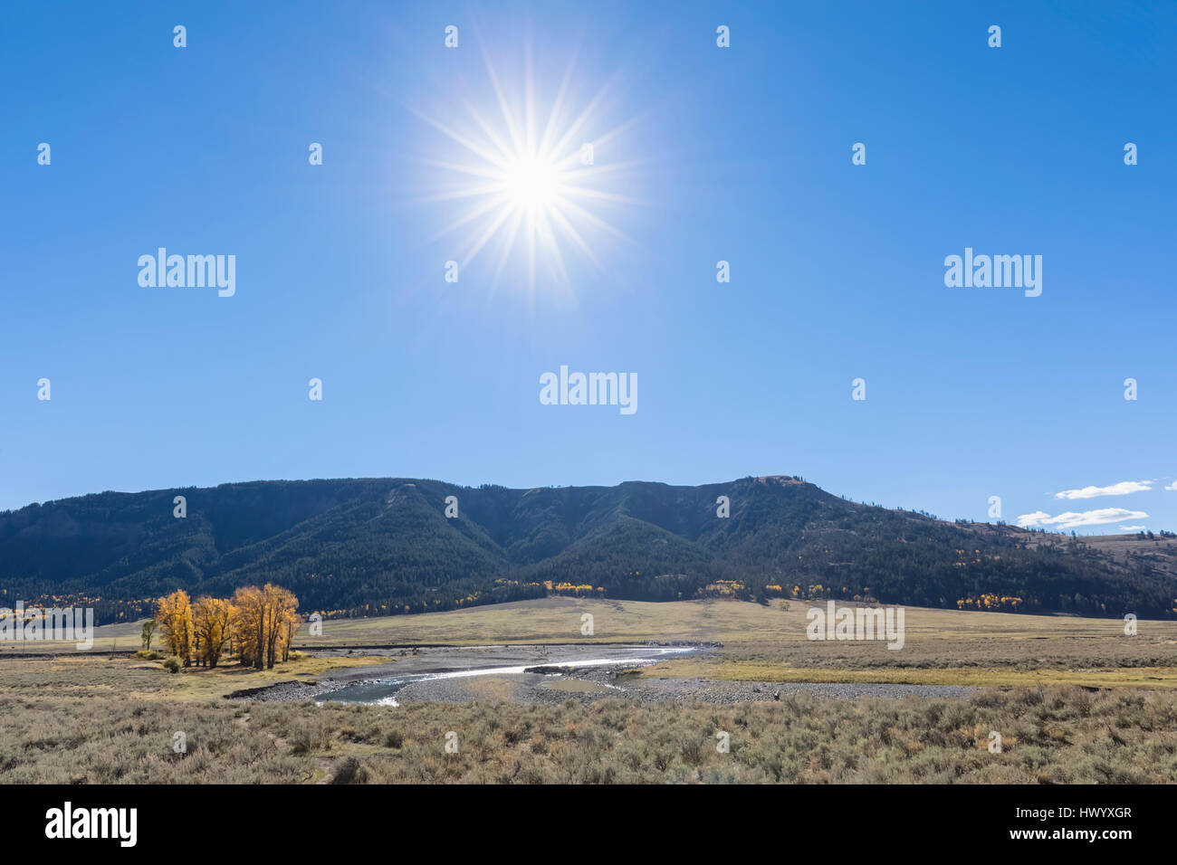 USA, Yellowstone-Nationalpark, Lamar Valley Lamar River Stockfoto