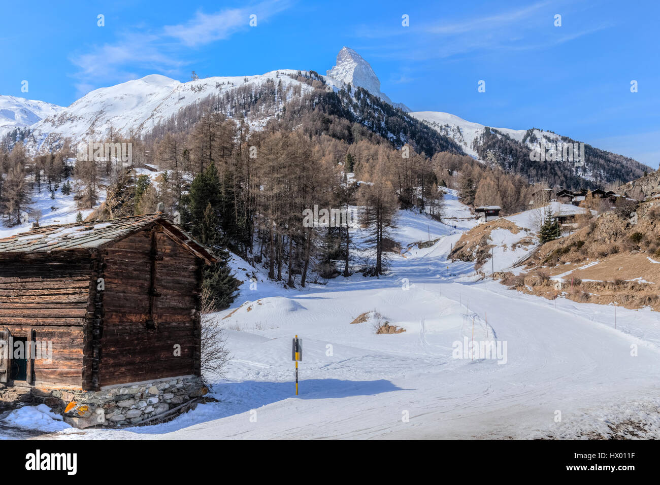 Blatten, Matterhorn, Zermatt, Wallis, Schweiz, Europa Stockfoto