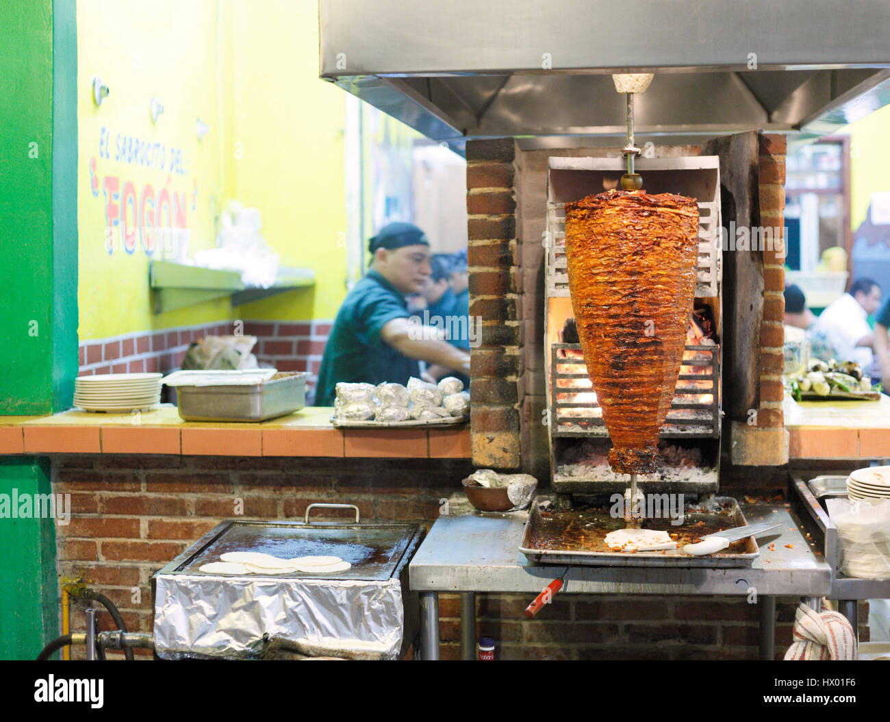 Tacos al Pastor auf der Nehrung in Playa del Carmen, Mexiko Stockfoto