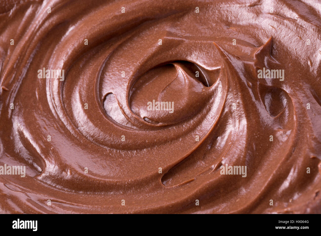 Nahaufnahme von geschmolzener Schokolade. Stockfoto