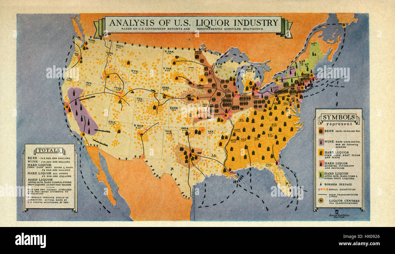 Analyse der US-Spirituosen-Industrie, 1931 Stockfoto
