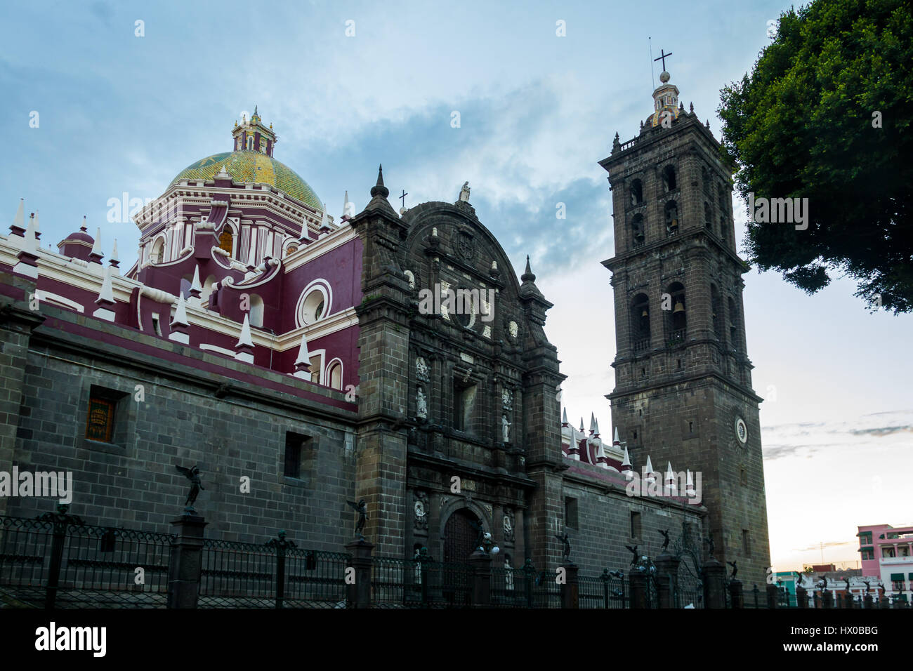 Puebla Kathedrale - Puebla, Mexiko Stockfoto