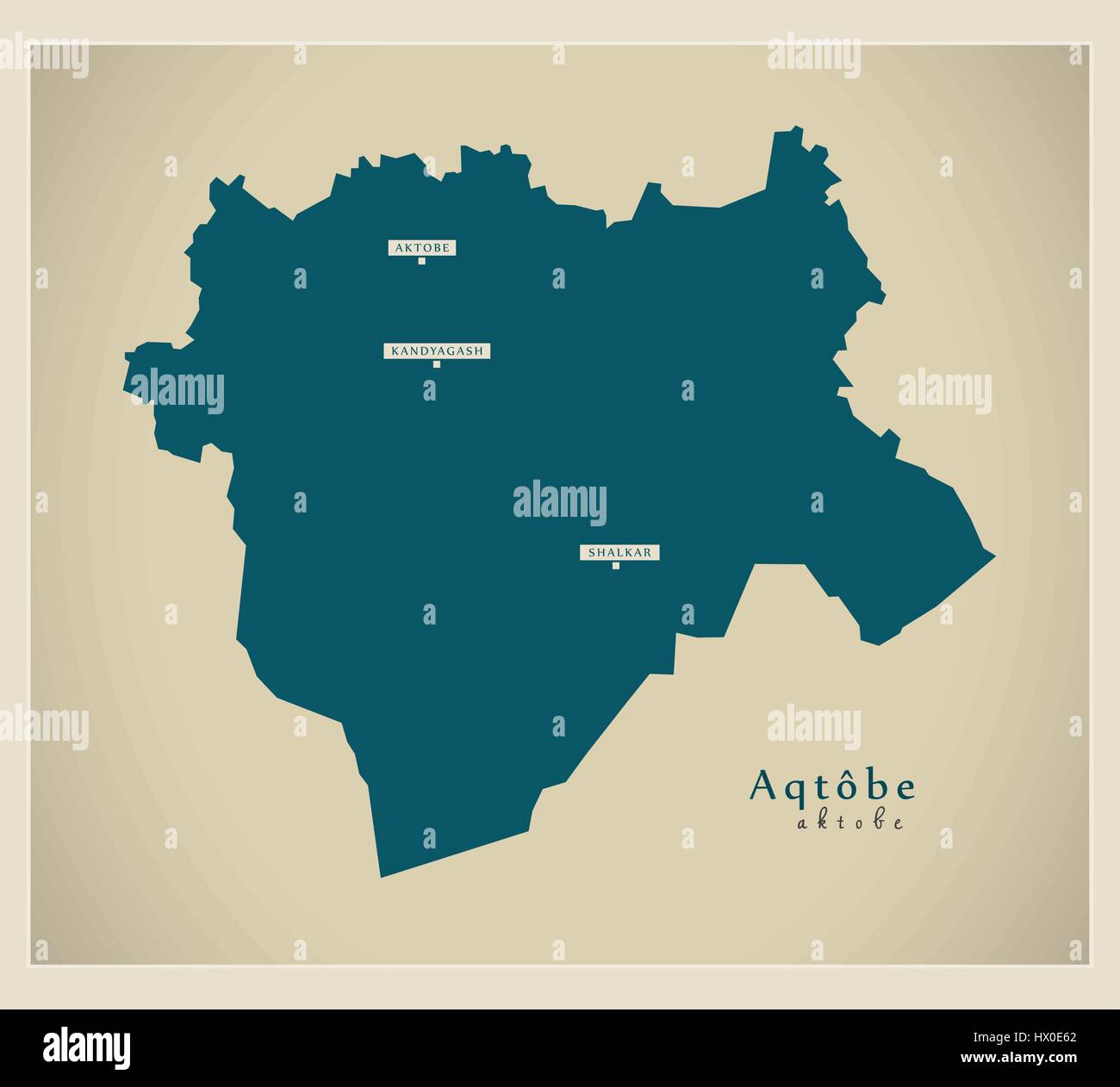 Moderne Karte - Aktobe KZ Stock Vektor