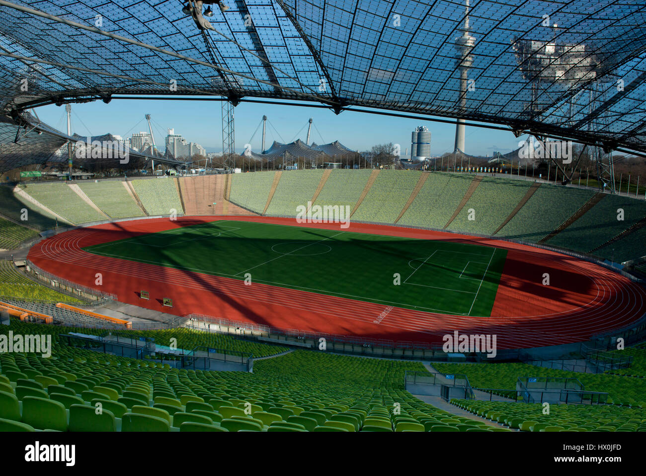 Das Olympiastadion von München, gebaut für die Olympischen Spiele von München 1972 Stockfoto
