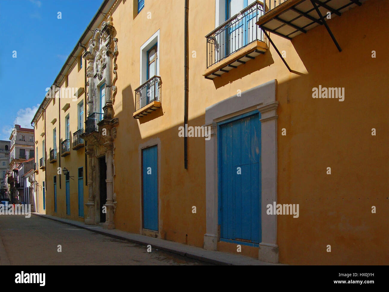 Die Straße Fassade der Casa De La Obra Pia in Alt-Havanna, Kuba Stockfoto