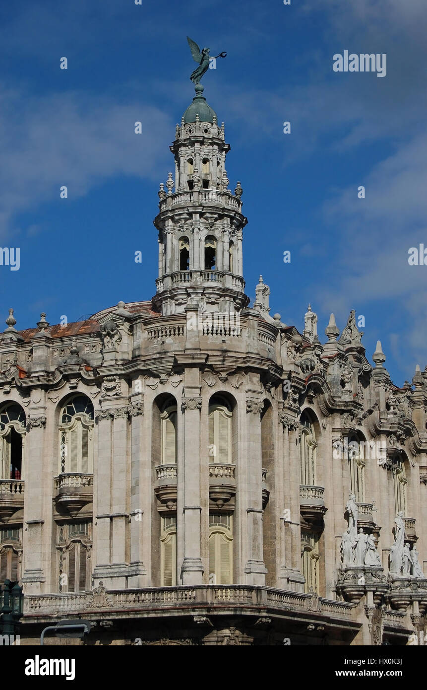 Eine Detail-Ansicht von der Fassade des Gran Teatro De La Habana, Havana, Kuba Stockfoto