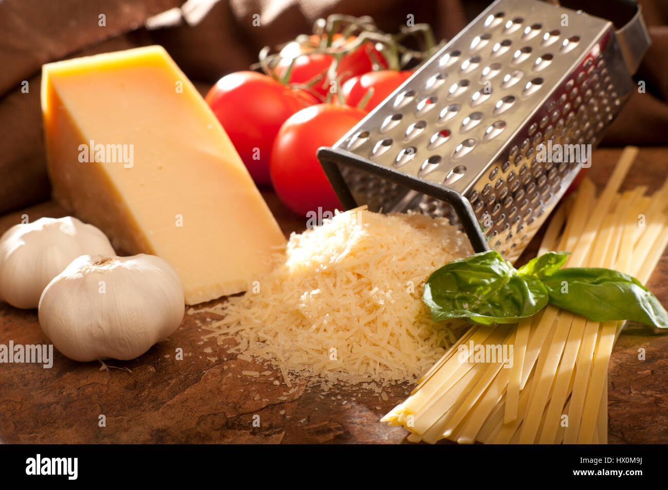 Küche zerfetzt Parmesan Stockfoto