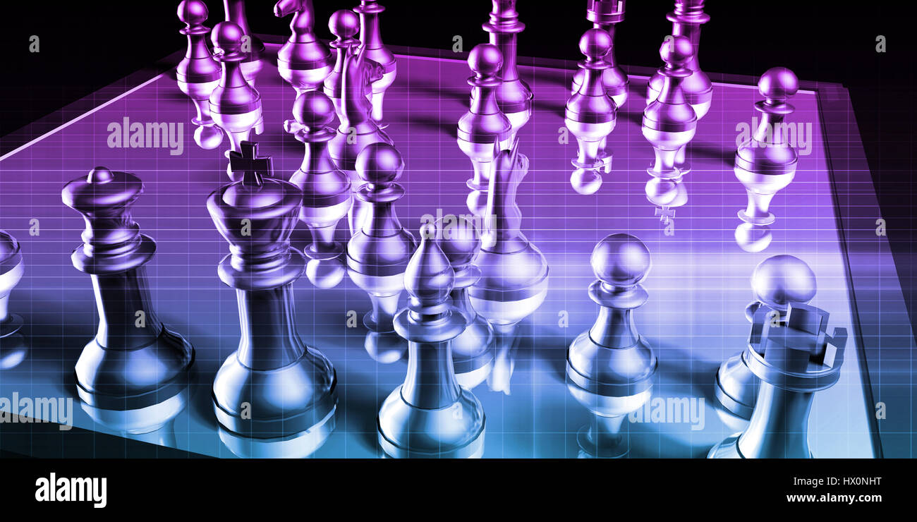 Geschäftstaktiken und Schach Spiel-Analyse-Konzept-Kunst Stockfoto