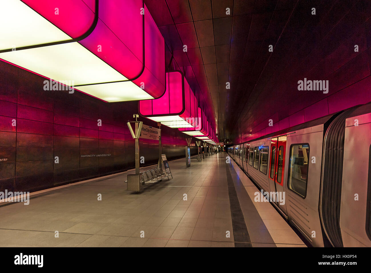 Metro Station HafenCity Universität, Hamburg, Deutschland Stockfoto