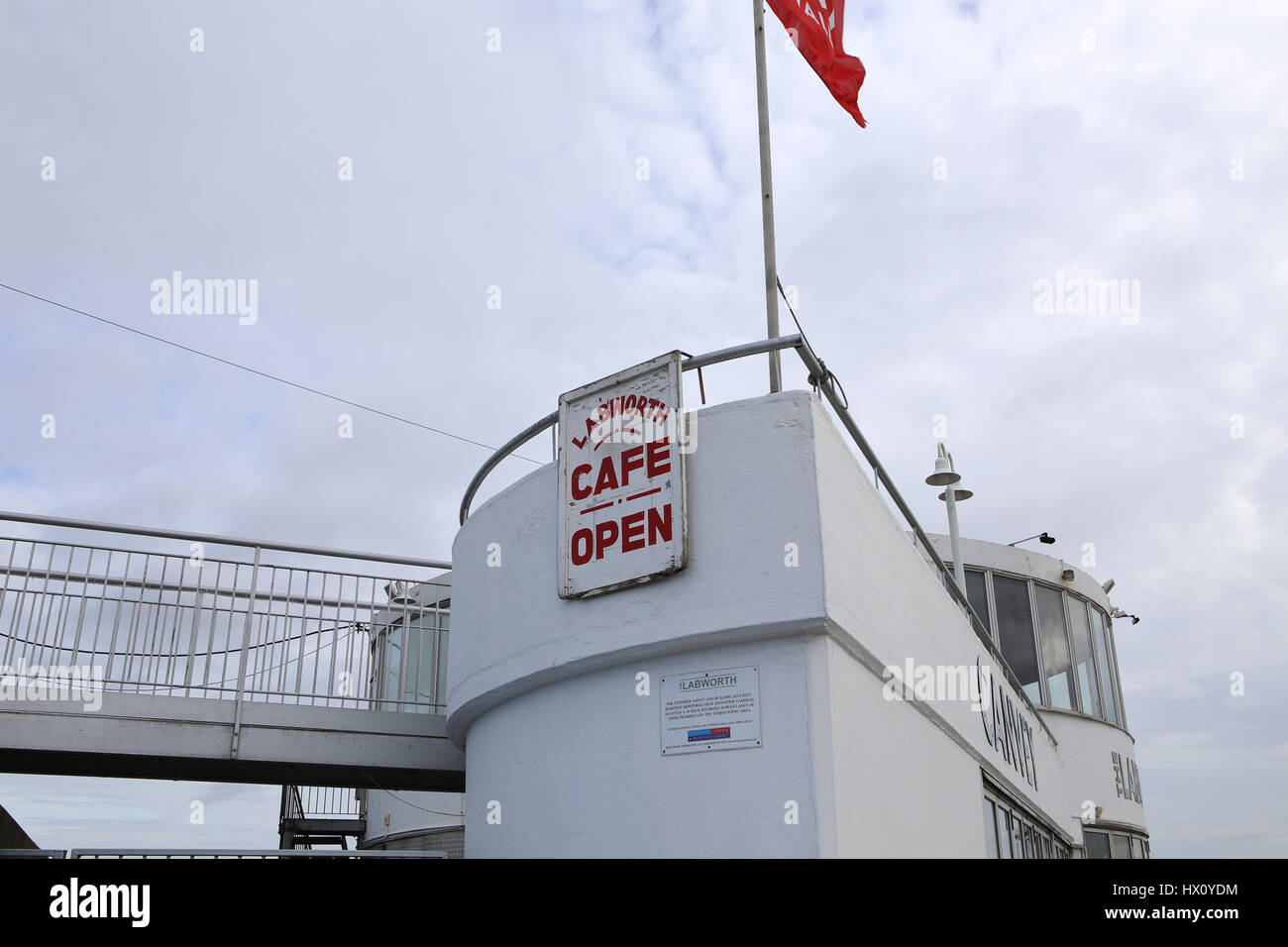 Die modernistische Labworth Cafe / Restaurant auf Canvey Insel, Essex, entworfen von Ove Arup Stockfoto