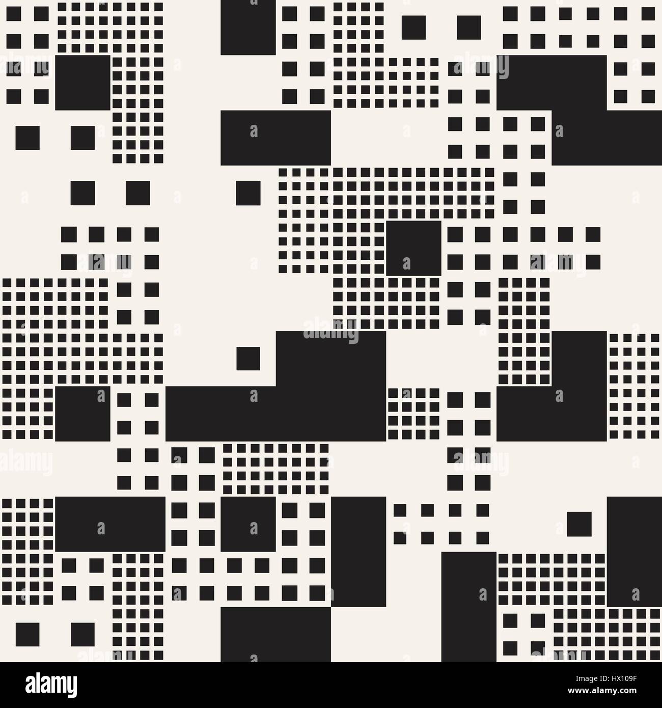 Endlosen abstrakten Hintergrund mit zufälliger Größe Quadrate. Vector Seamless Pattern. Stock Vektor