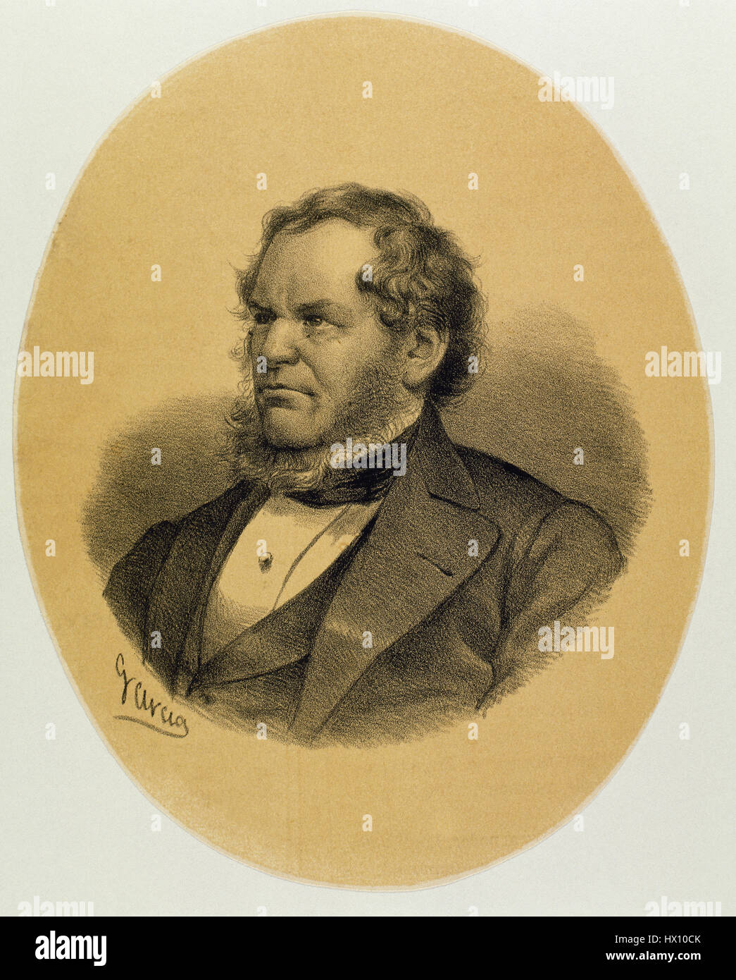 Edward George Geoffrey Smith Stanley, 14. Earl of Derby, (1799-1869). Britischer Staatsmann und Premierminister des Vereinigten Königreichs. Führer der konservativen Partei. Porträt. Kupferstich von Garcia. Stockfoto