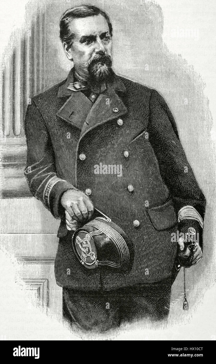 Auguste-Alexandre Ducrot (1817-1882). Französischer General. Porträt. Kupferstich von H. Gedan. "Historia de Francia", 188. Stockfoto