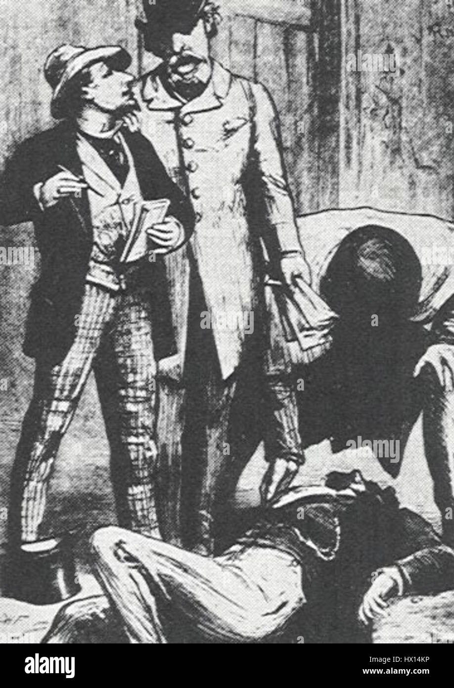 „Study in Scarlet 2“ ist Teil einer Serie, die auf Arthur Conan Doyles Sherlock Holmes Geschichten basiert und die Themen Verbrechen und Mysterien erforscht. Diese Arbeit spiegelt die atmosphärische Spannung und intellektuelle Intrige der Holmes-Serie wider. Stockfoto