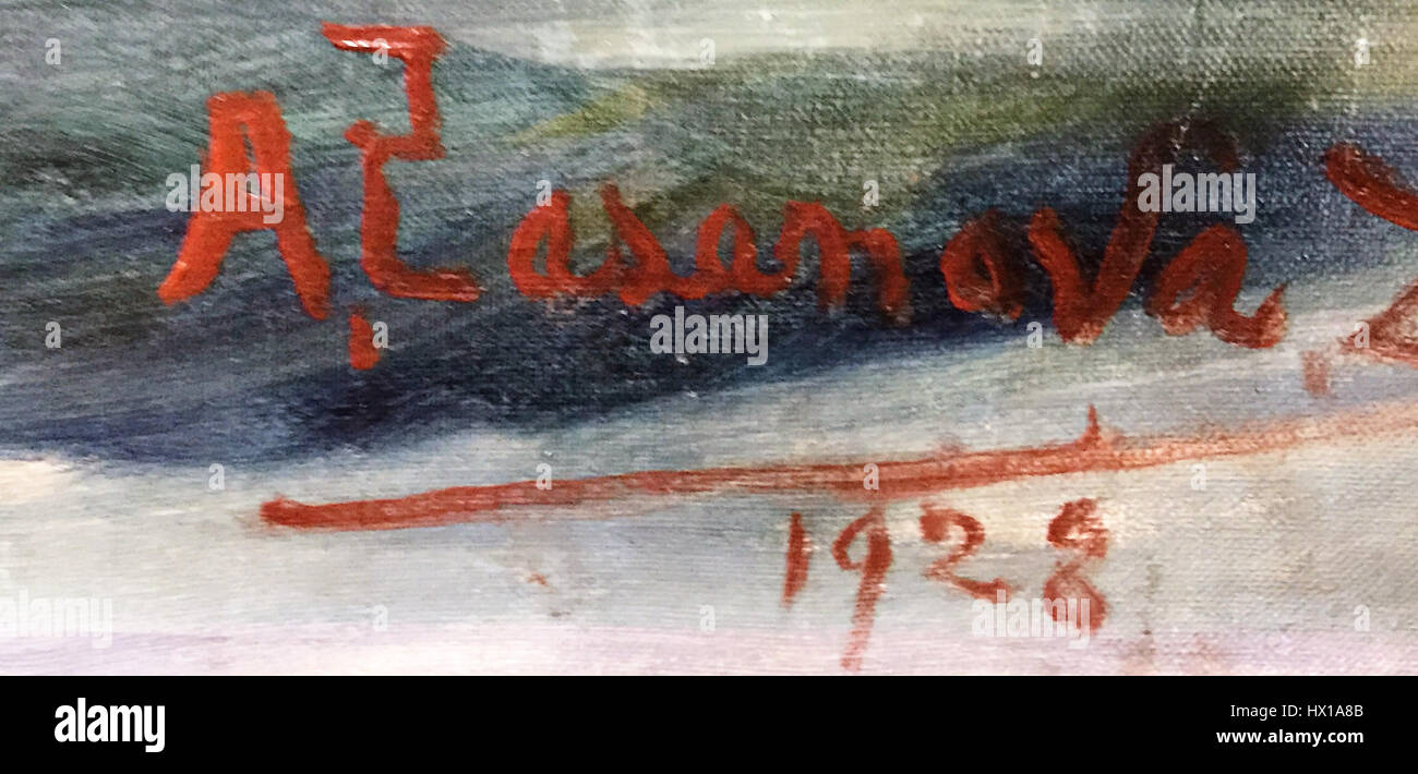 "Firma Alvaro Casanova Zenteno en 1928" bezieht sich auf die Geschäftsunterzeichnung von Alvaro Casanova Zenteno, das 1928 tätig war und wahrscheinlich in Chile Handel oder Geschäfte tätigte. Stockfoto