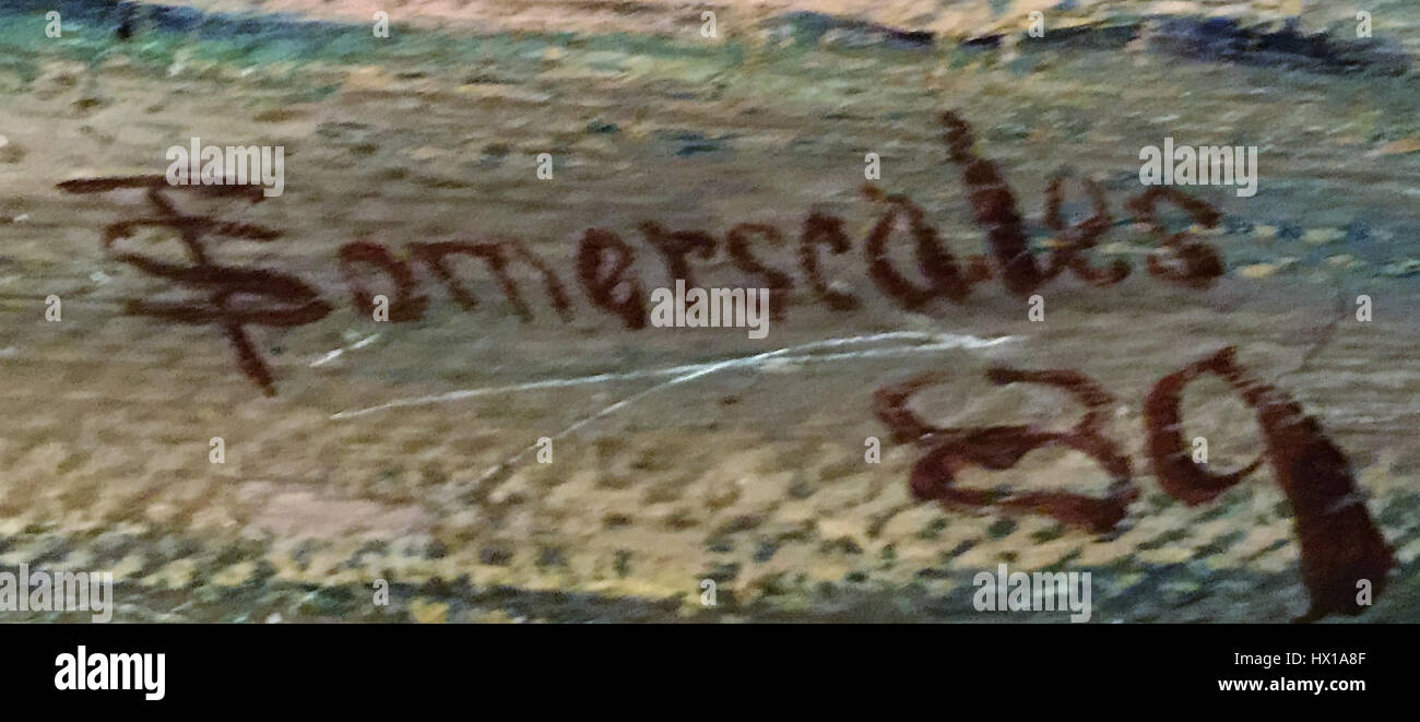 Thomas Somerscale war ein britischer Künstler, der für seine Marinemalereien bekannt war. Dieses Stück zeigt wahrscheinlich seinen unverkennbaren Stil, der Schiffe und maritime Szenen mit viel Liebe zum Detail darstellt und die Geschichte der Marine der Zeit widerspiegelt. Stockfoto