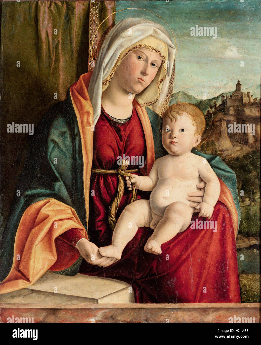 Cima da Conegliano, Madonna Col Bambino e Santi Francesco e Giovanni Battista, feine XV Inizio XVI Secolo, Olio Su Tavola, Olio Su Tavola, 71,7 x 84 cm, Coll Cini Venezia Stockfoto