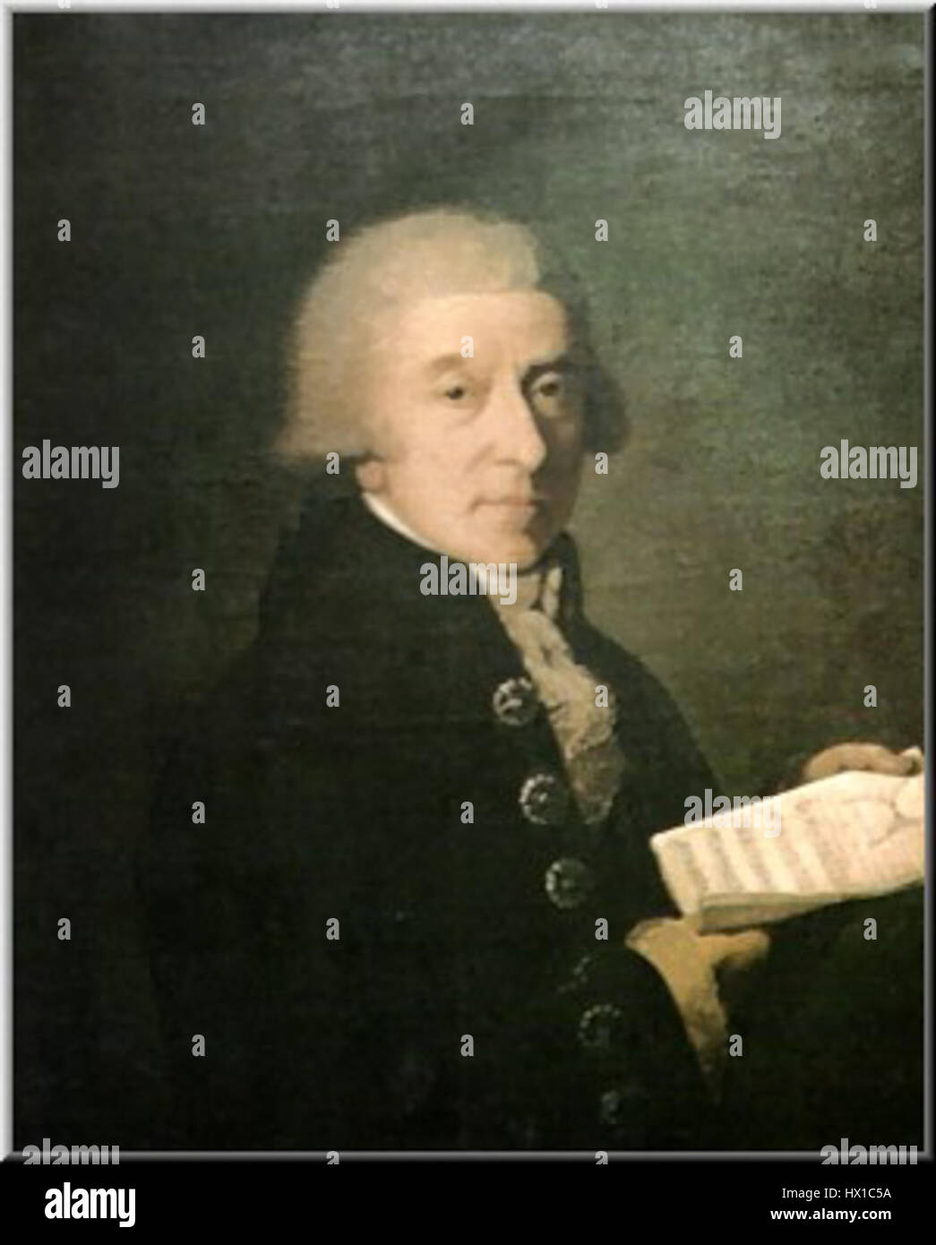 Giuseppe Sarti war ein italienischer Komponist und Musiker des 18. Jahrhunderts, bekannt für seine Opern und Kirchenmusik. Er trug maßgeblich zur Entwicklung der Oper in Italien während des Spätbarock und der Frühklassik bei, wobei er einen starken Schwerpunkt auf Melodie und Orchestrierung legte. Stockfoto